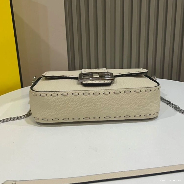 Cheap Mini In Baguette Selleria Leather Fendi Romano Cuoio Beige Bag 0815